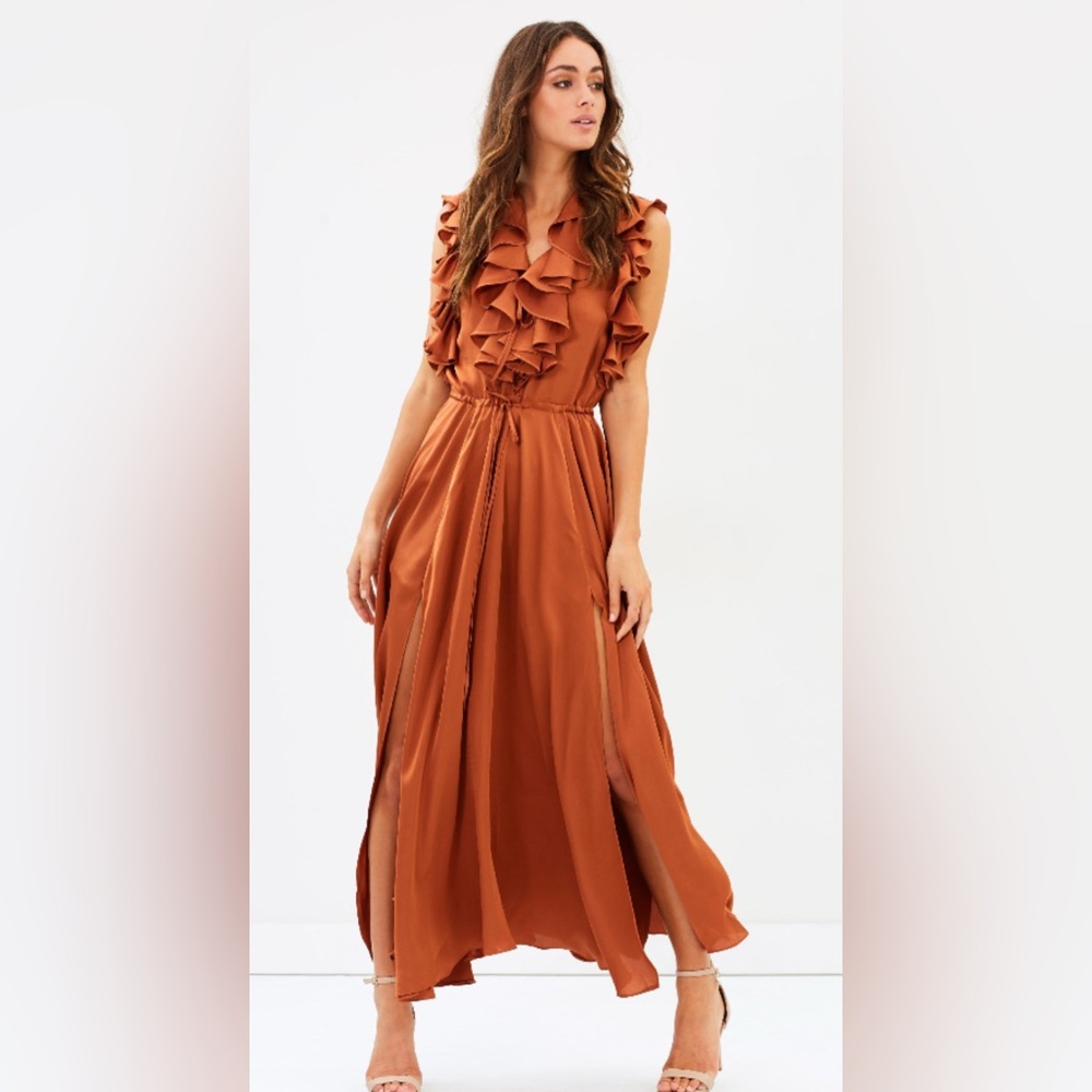 Shona Joy One Shoulder Terracotta Dress